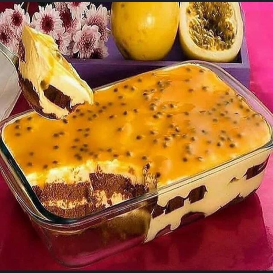 Pavê de chocolate e mousse de maracujá